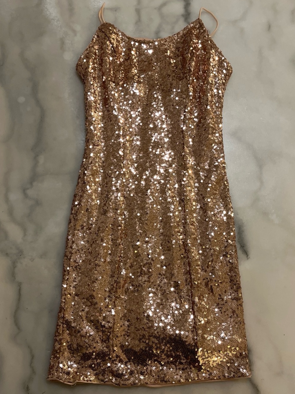 Lulu's Rose Gold Sequin Slip Dress